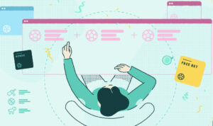 양방베팅 책상위 컴퓨터에 앉아 베팅하는 모습