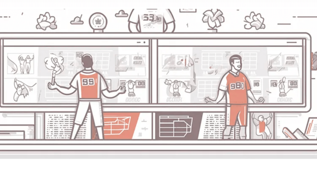 양방 불법인가에 대한 내용으로 영국 양방과 프로도박사에 대한 일러스트로 두 명의 스포츠 선수가 상품처럼 화면 앞에 서있다.